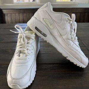Nike Air Max 90 Leather Shoes Youth Size 7Y White Running Casual Sneakers